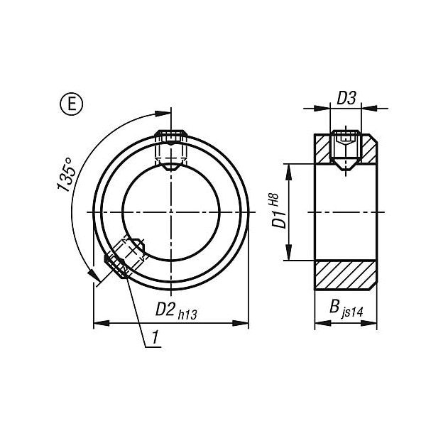 Shaft Collar DIN 705, Hex Grub Screw, Steel Bright ID=50 OD=80 H=18